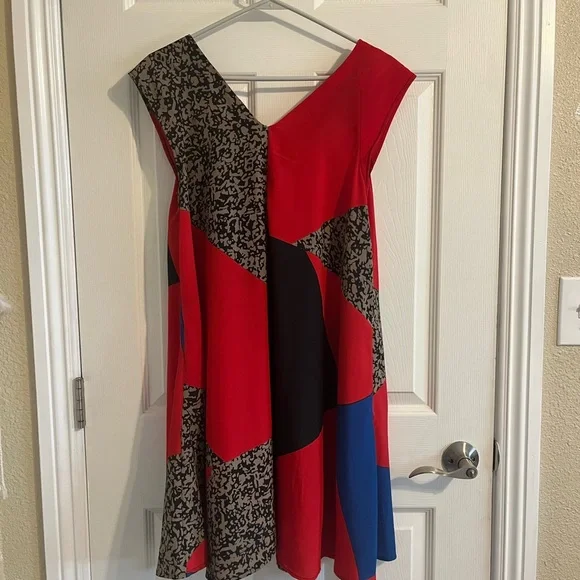 No. 6 Store 100% Silk Color Block Flowy Dress Sz 2 - Picture 2 of 5